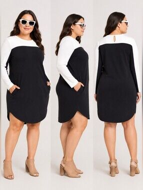 Akris Punto Long Sleeve Colorblock Shift Dress Size 16